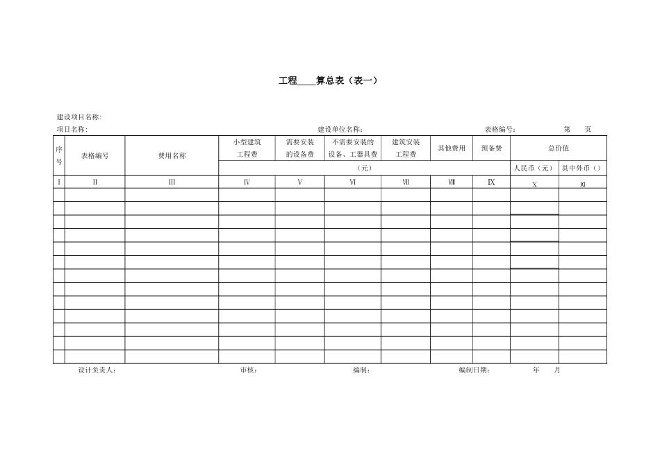 概算、预算表（全套共十张表）汇总_第2页