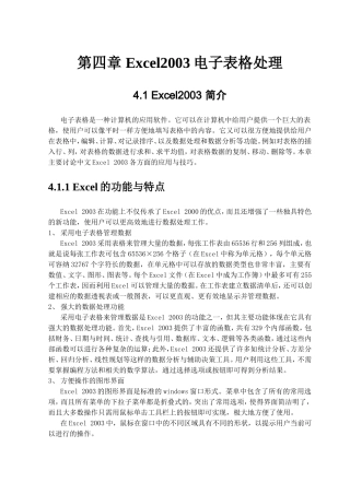 第四章Excel2003电子表格处理
