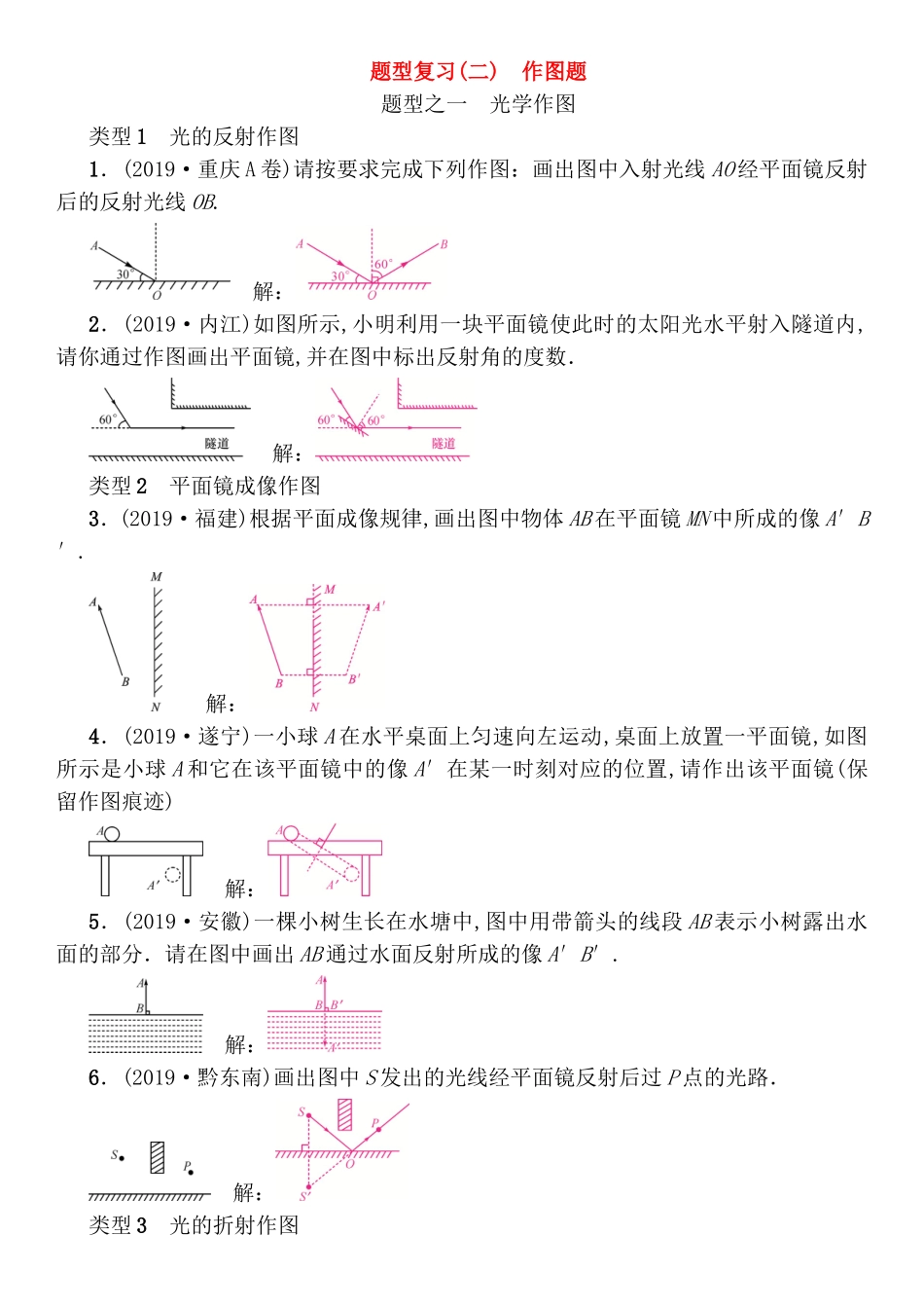 题型复习高考物理光学力学等作图题_第1页