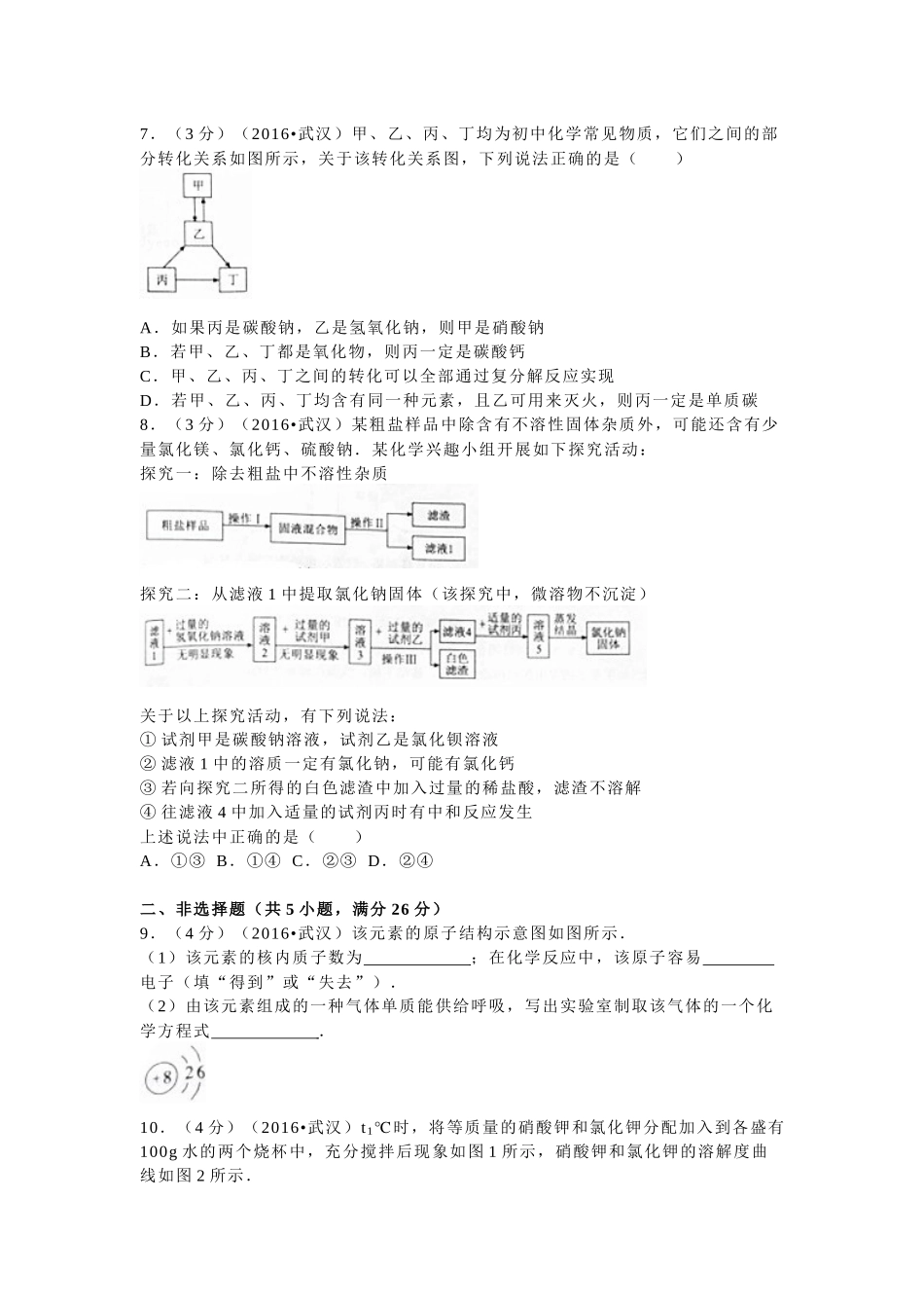 湖北省武汉市中考化学模拟试卷_第2页