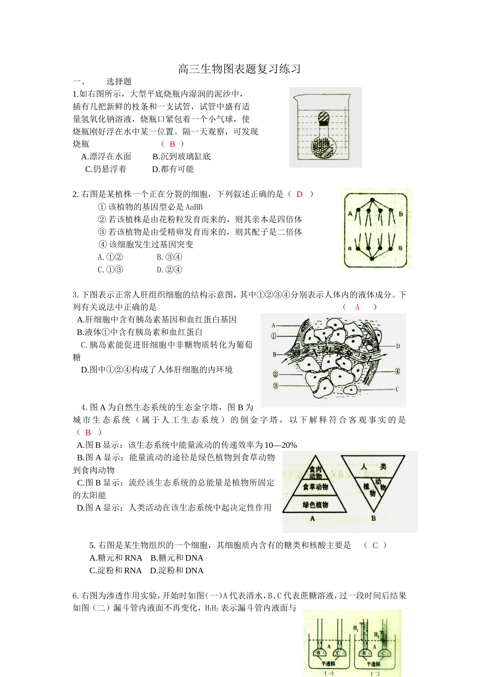 高三生物图表题复习练习_第1页