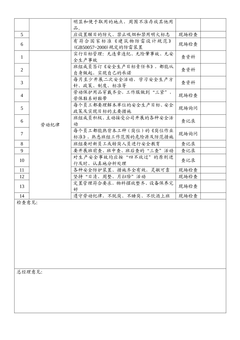 工贸有限公司班组安全（日常）检查表_第3页