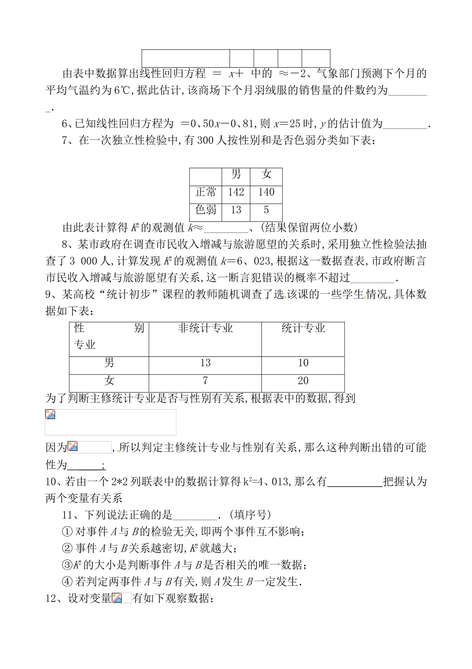 回归分析高考数学选修2填空题175题_第2页