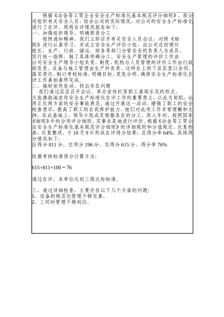 企业安全生产标准化自评报告_第2页