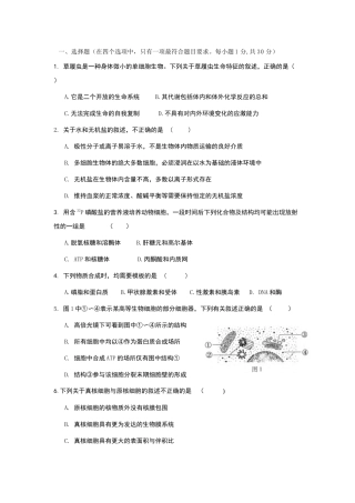 北京市海淀区高三第一学期期中练习（生物）测试题