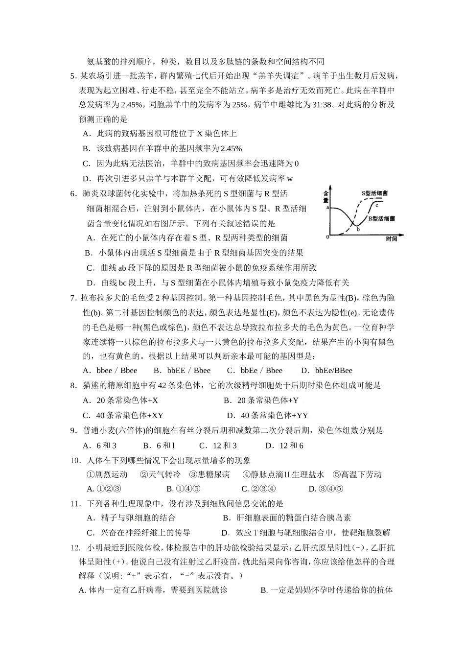 栾川三高2024届高三上学期生物期末模拟试题_第2页