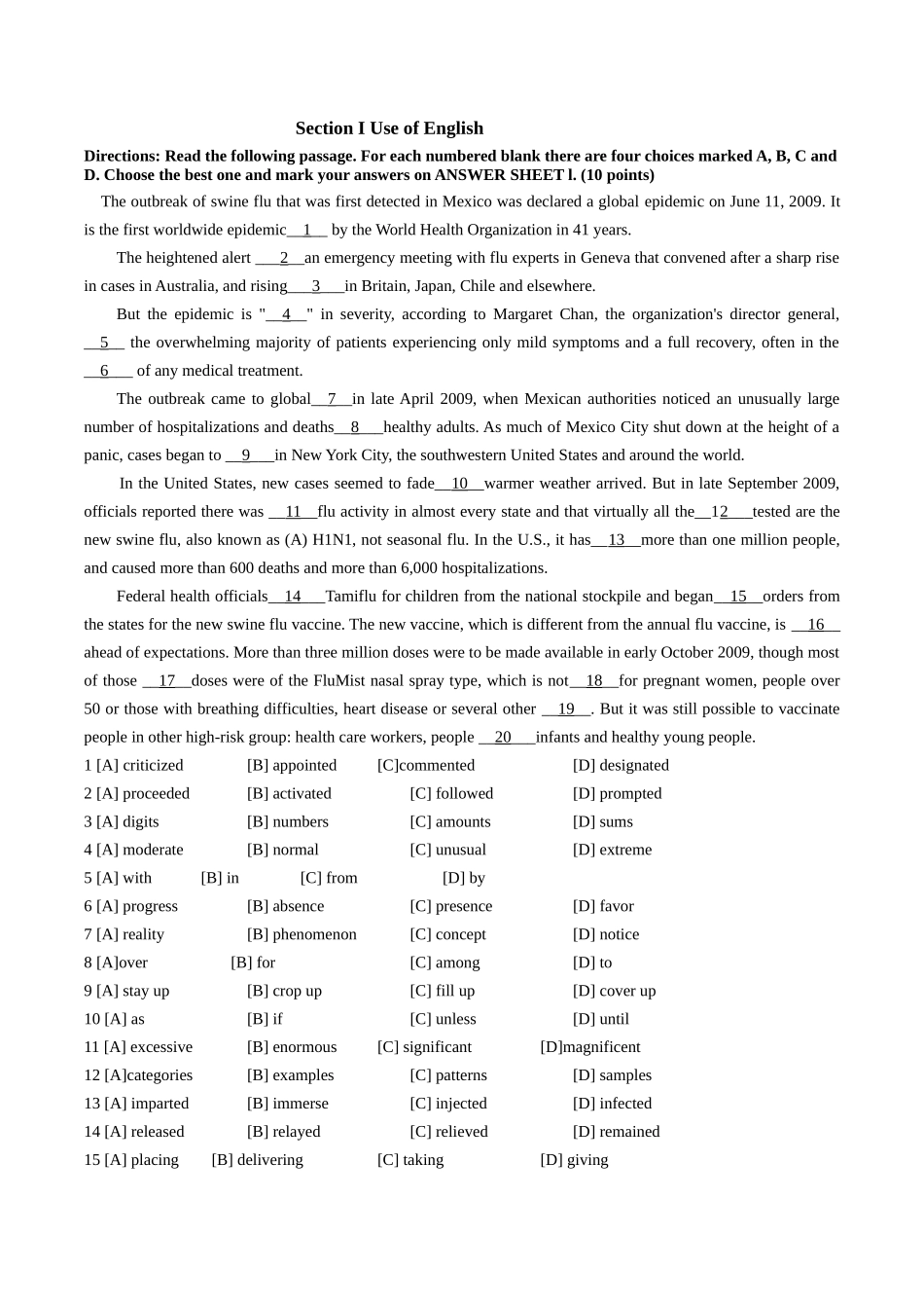 全国硕士研究生入学统一考试(英语二)试题_第1页