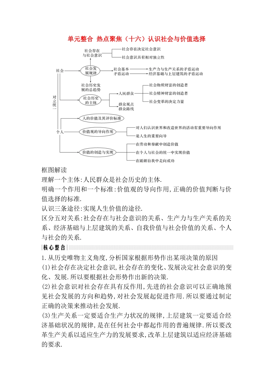 单元整合热点聚焦测试练习题  认识社会与价值选择_第1页