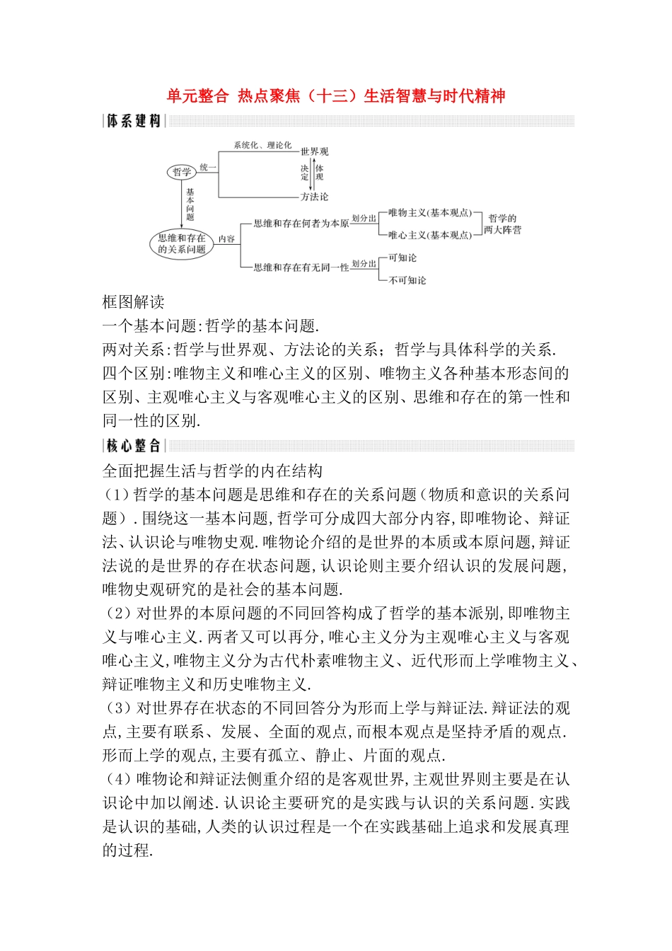 单元整合热点聚焦测试题生活智慧与时代精神_第1页