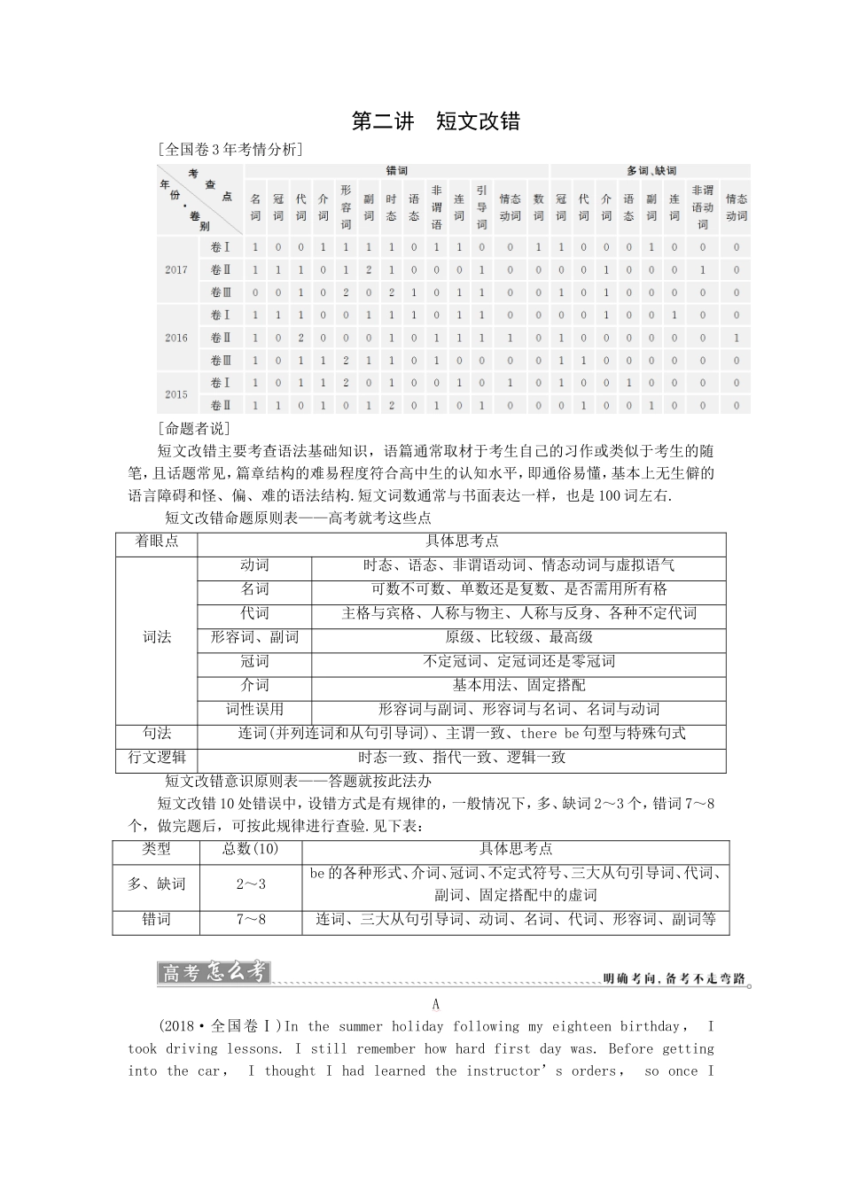 第二讲高考语文解题技巧短文改错_第1页