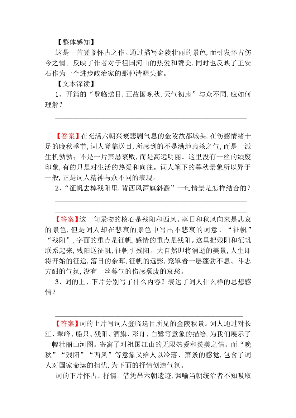 王安石　桂枝香(登临送目)测试题_第3页