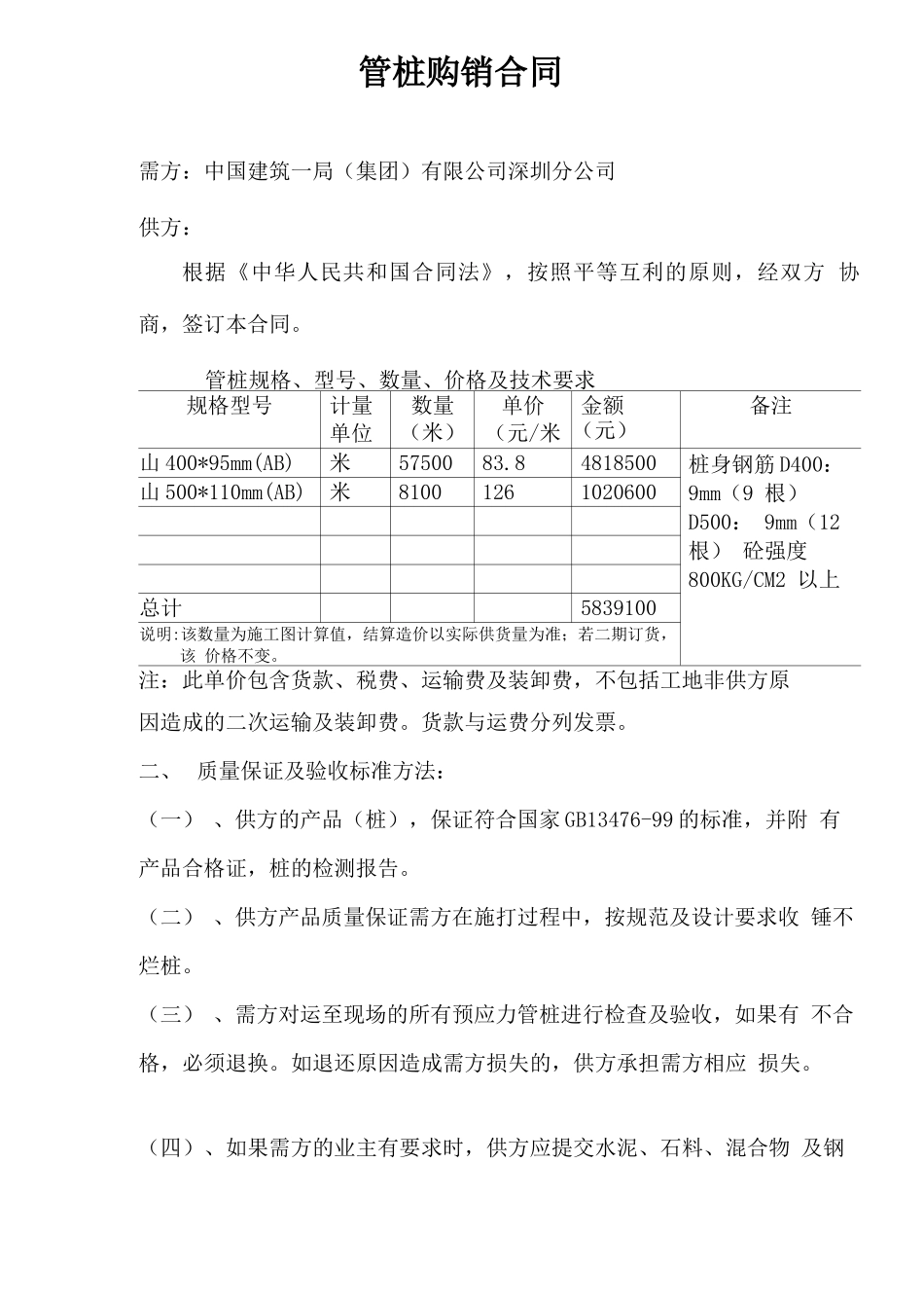 预应力管桩购销合同_第1页