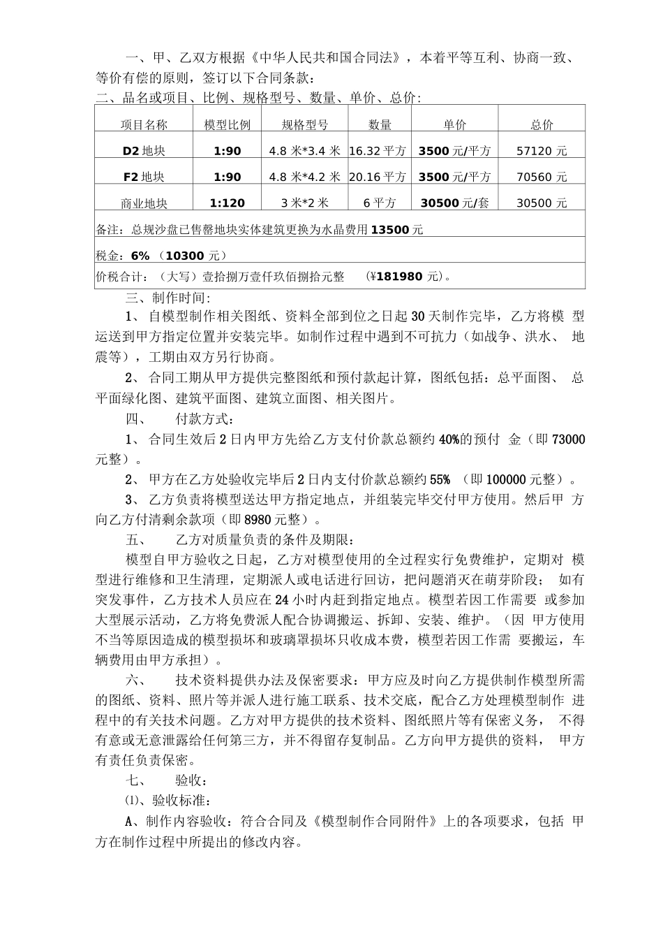 房地产沙盘模型制作合同_第2页