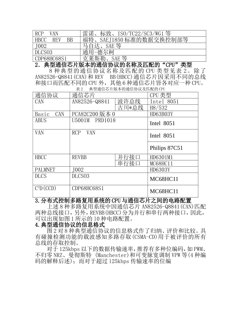 汽车分布式控制多路复用系统及其通信协议_第2页