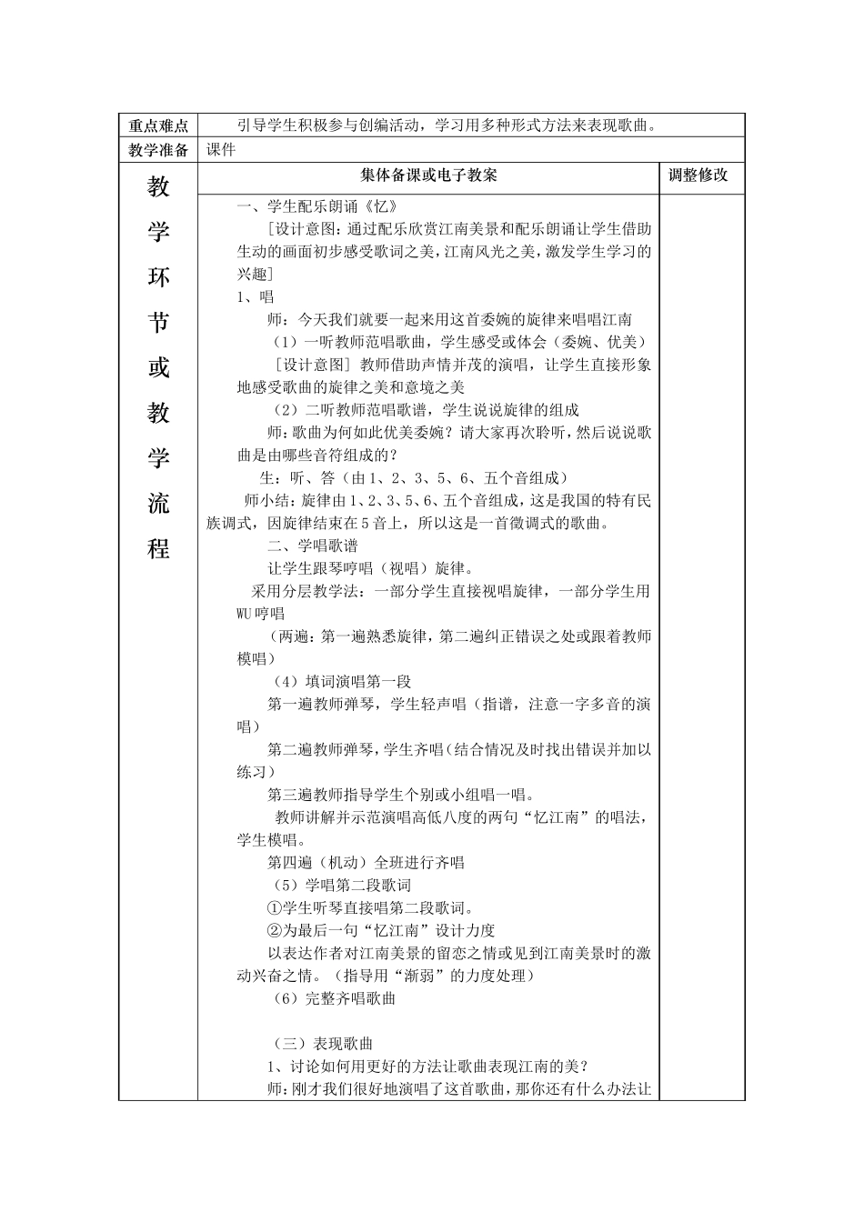 小学四年级下册音乐备课绿水江南  唱歌曲《忆江南》_第3页