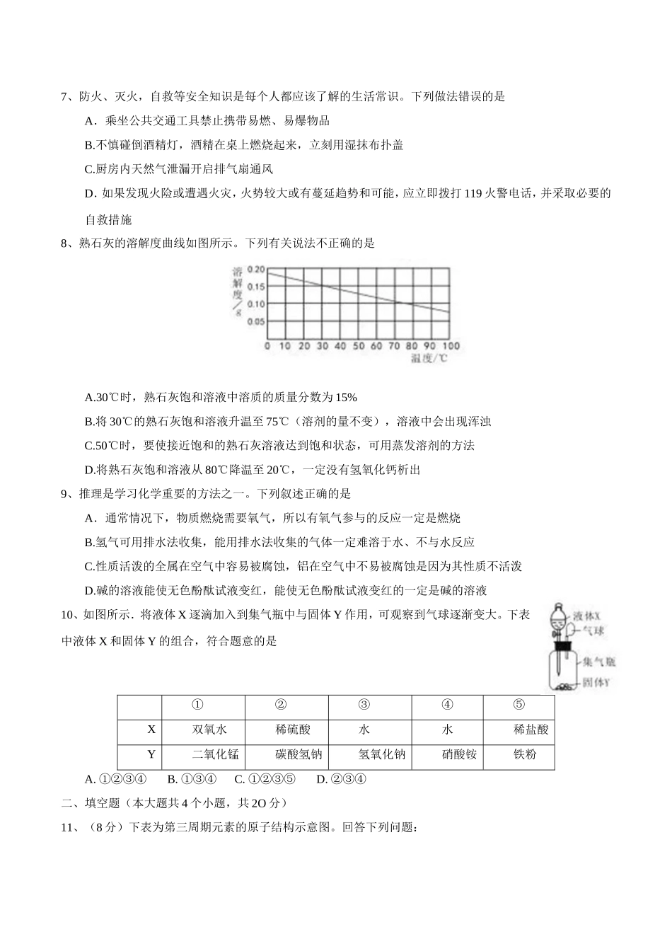 新疆乌鲁木齐中考化学模拟试题_第2页