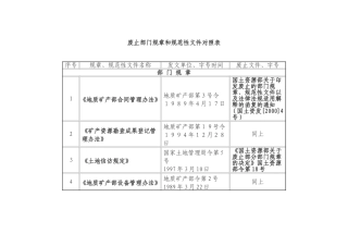 废止部门规章和规范性文件对照表