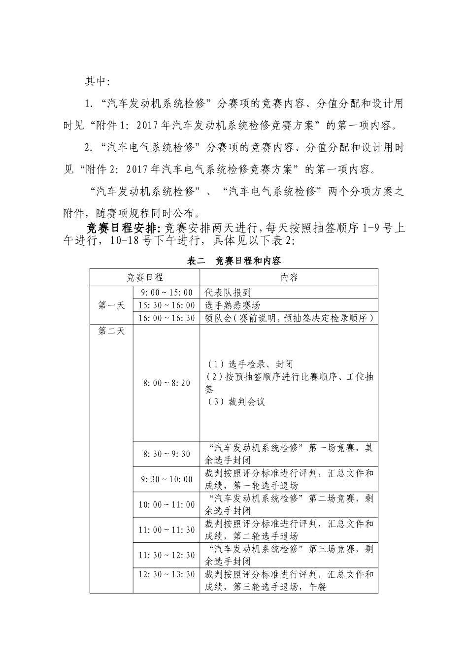 福建省职业院校技能大赛“汽车检测与维修”赛项规程_第2页