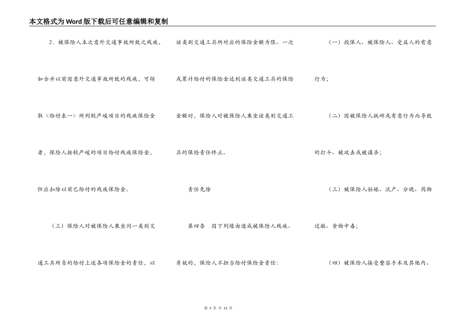 交通意外伤害保险合同专业版_第3页