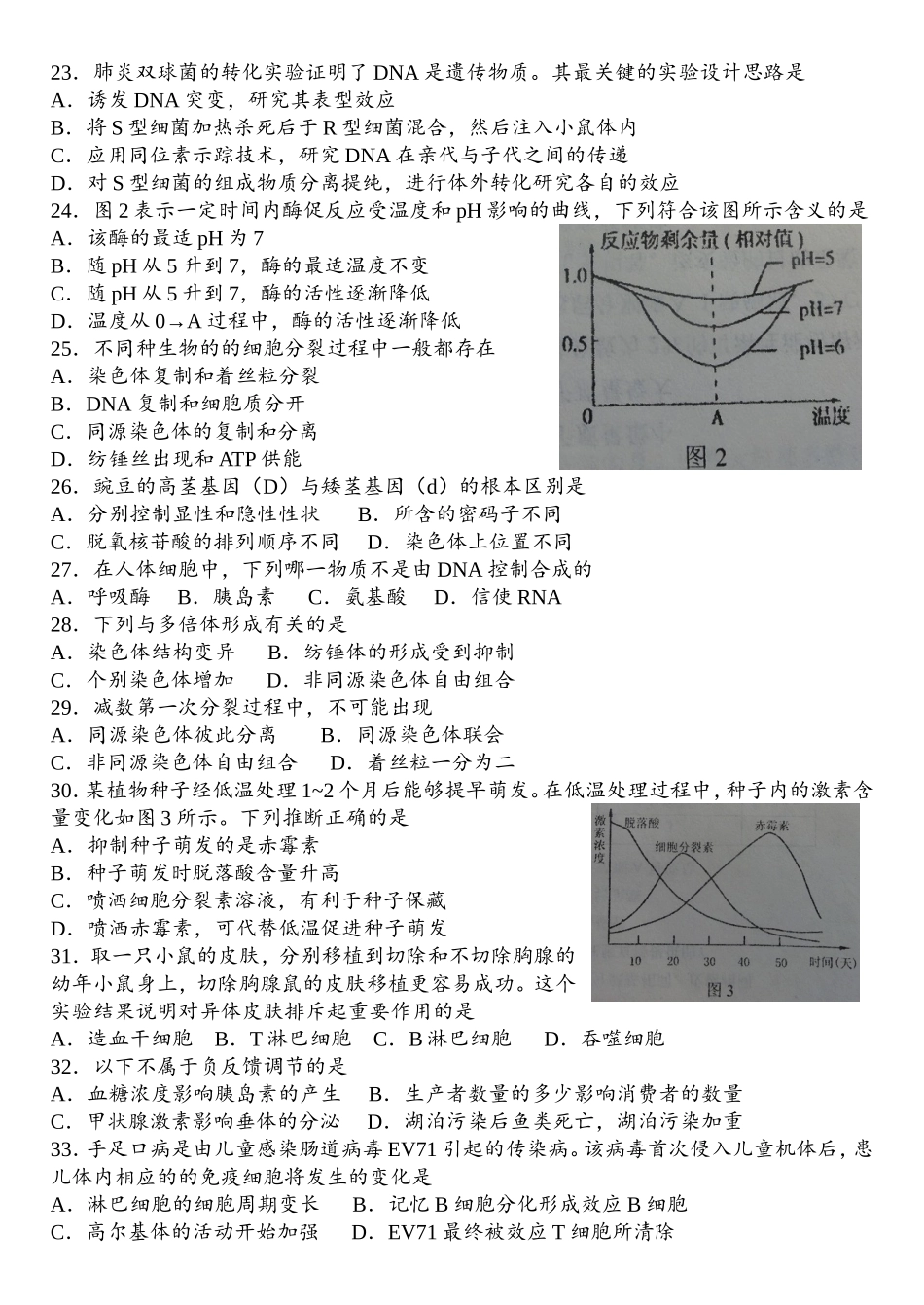 山东生物初赛试题_第3页