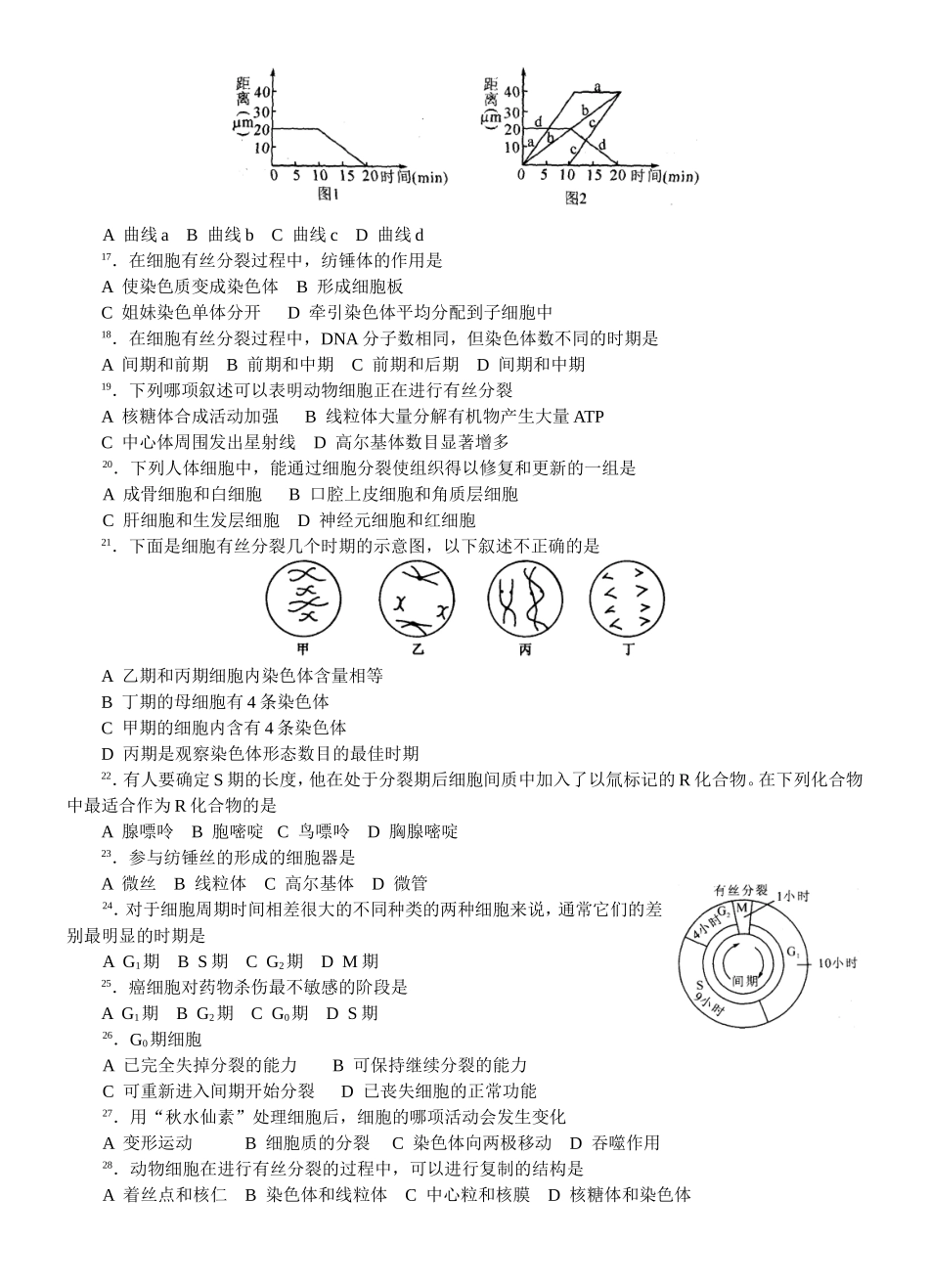 高中生物试题精选的资源库——有丝分裂（127题）_第2页