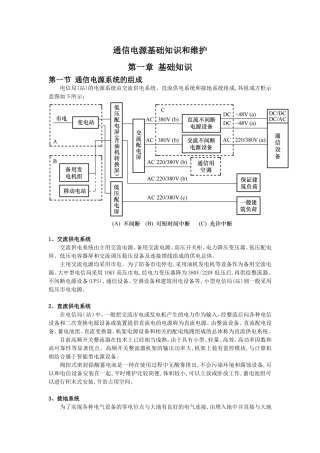 通信电源基础知识和维护课程知识点梳理汇总