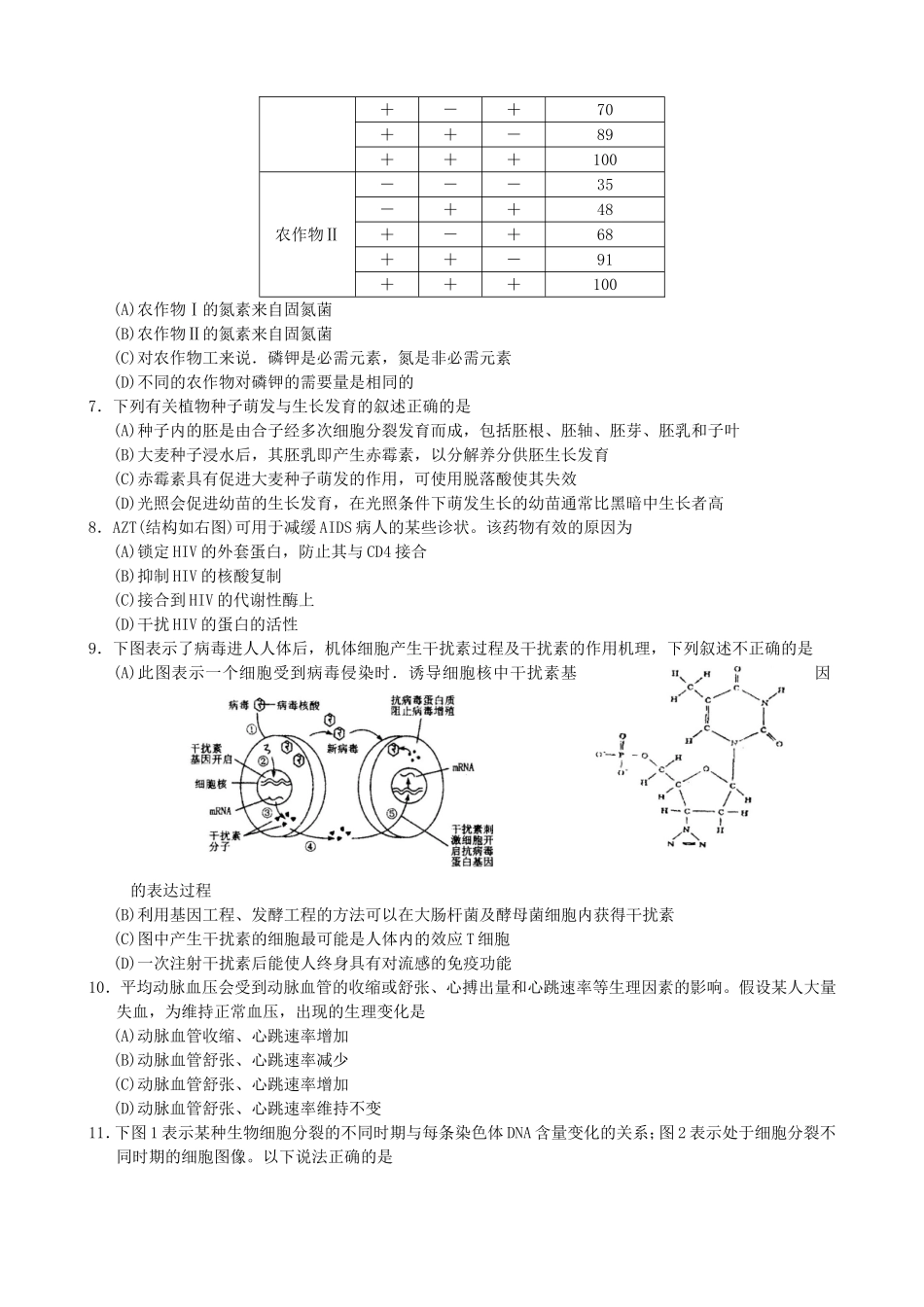 浙江省第十届高中生物学竞赛试题_第2页