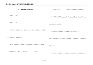 个人消费借款合同的范本