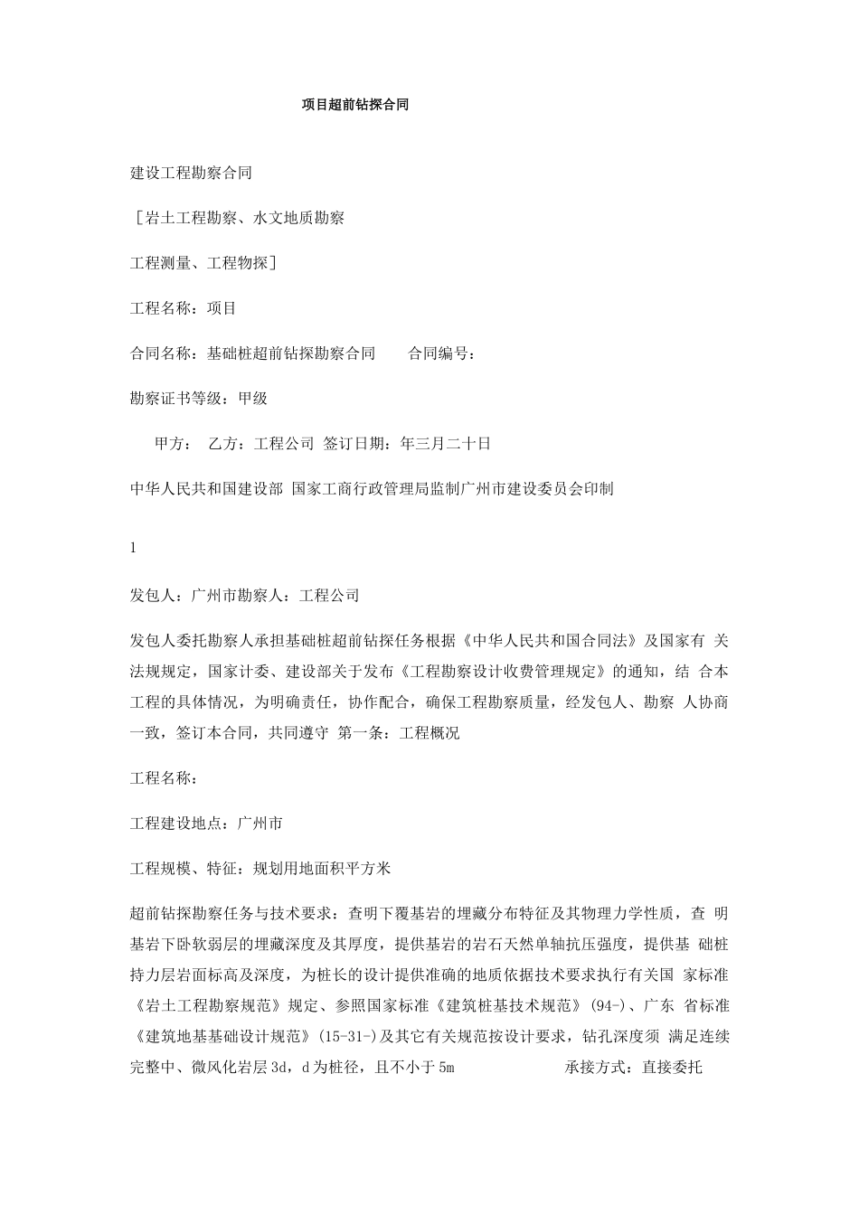 项目超前钻探合同_第1页