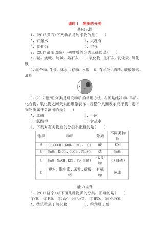 物质的分类 化学测试练习题