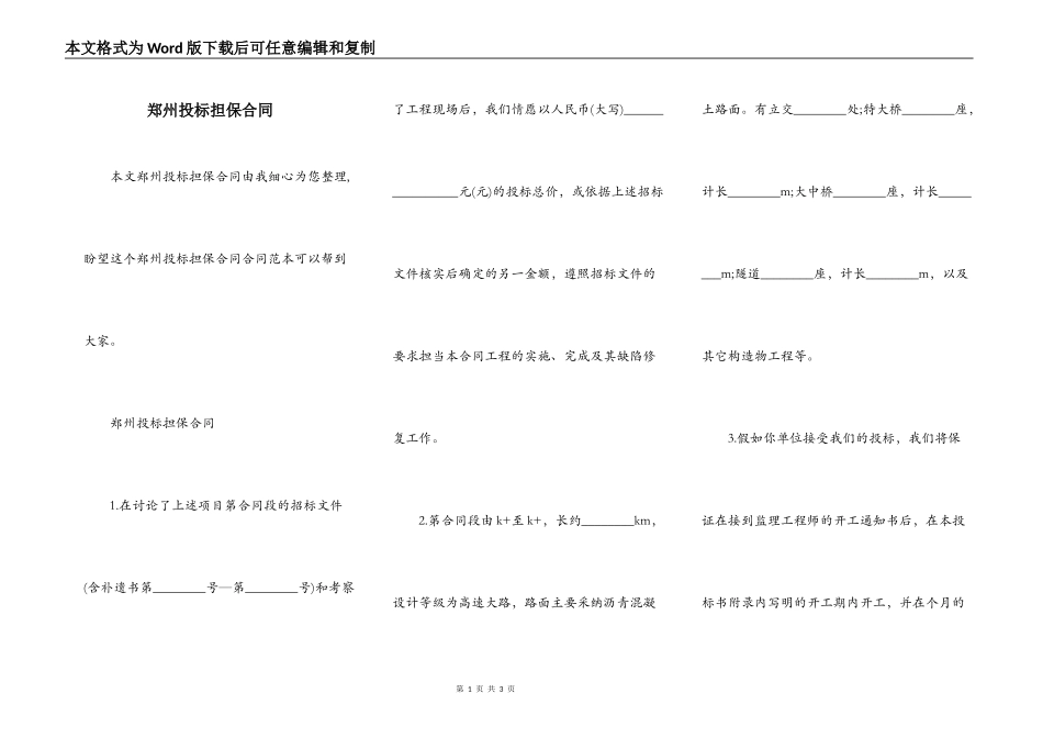 郑州投标担保合同_第1页