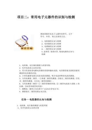 项目二：常用电子元器件的识别与检测