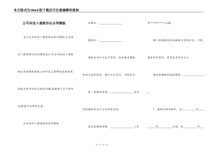 公司向法人借款协议合同模板