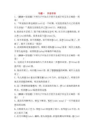 专题一字音字形测试练习题