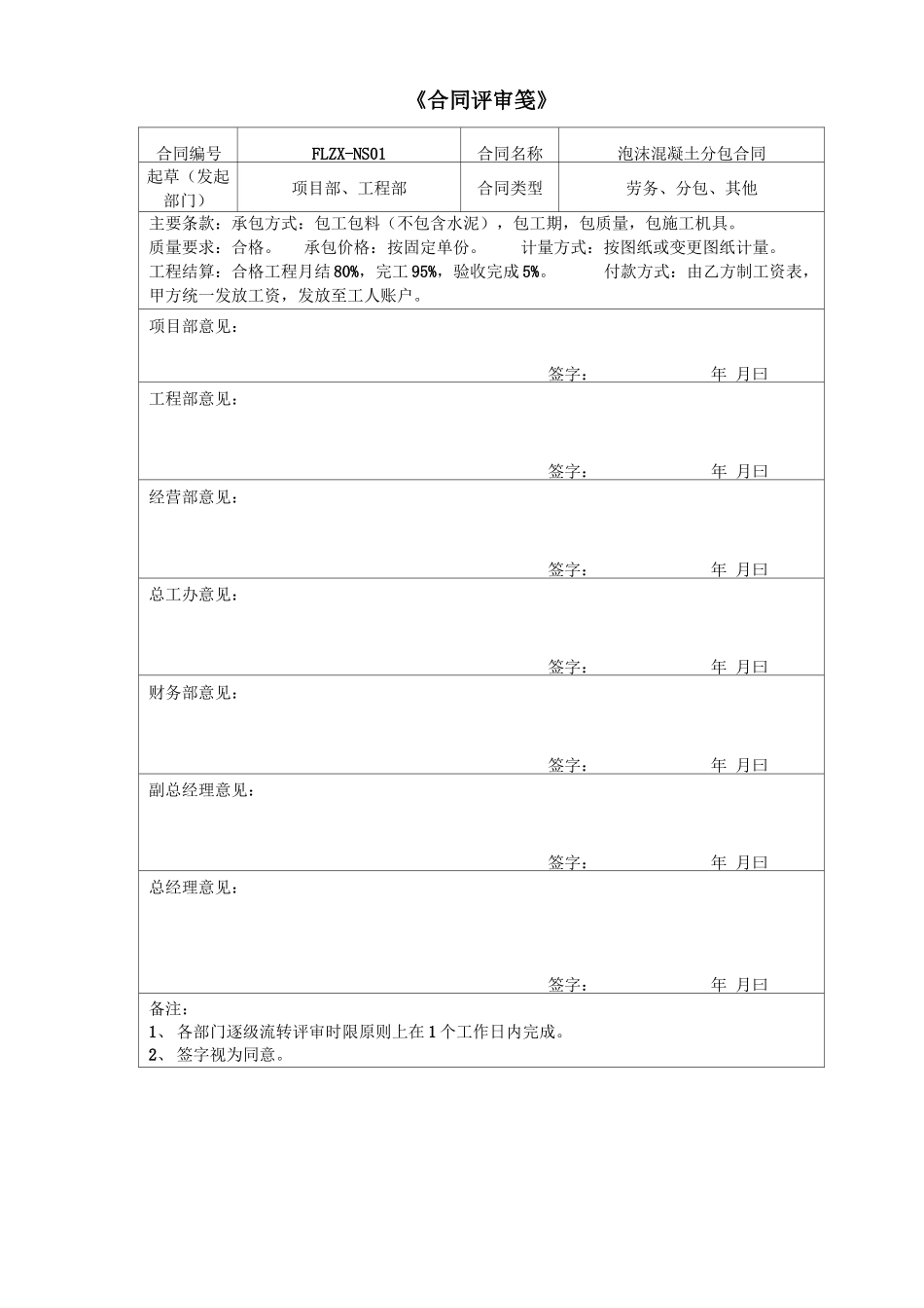 泡沫混凝土分包合同_第1页