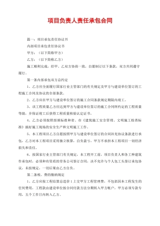 项目负责人责任承包合同