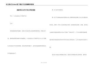 旅游项目合作开发合同标准版