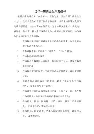 电厂安全运行安全生产合同书