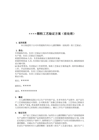 颗粒工艺验证方案