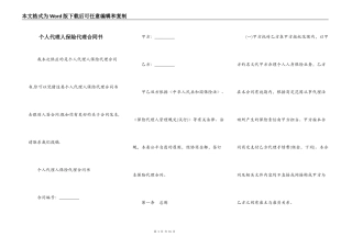 个人代理人保险代理合同书