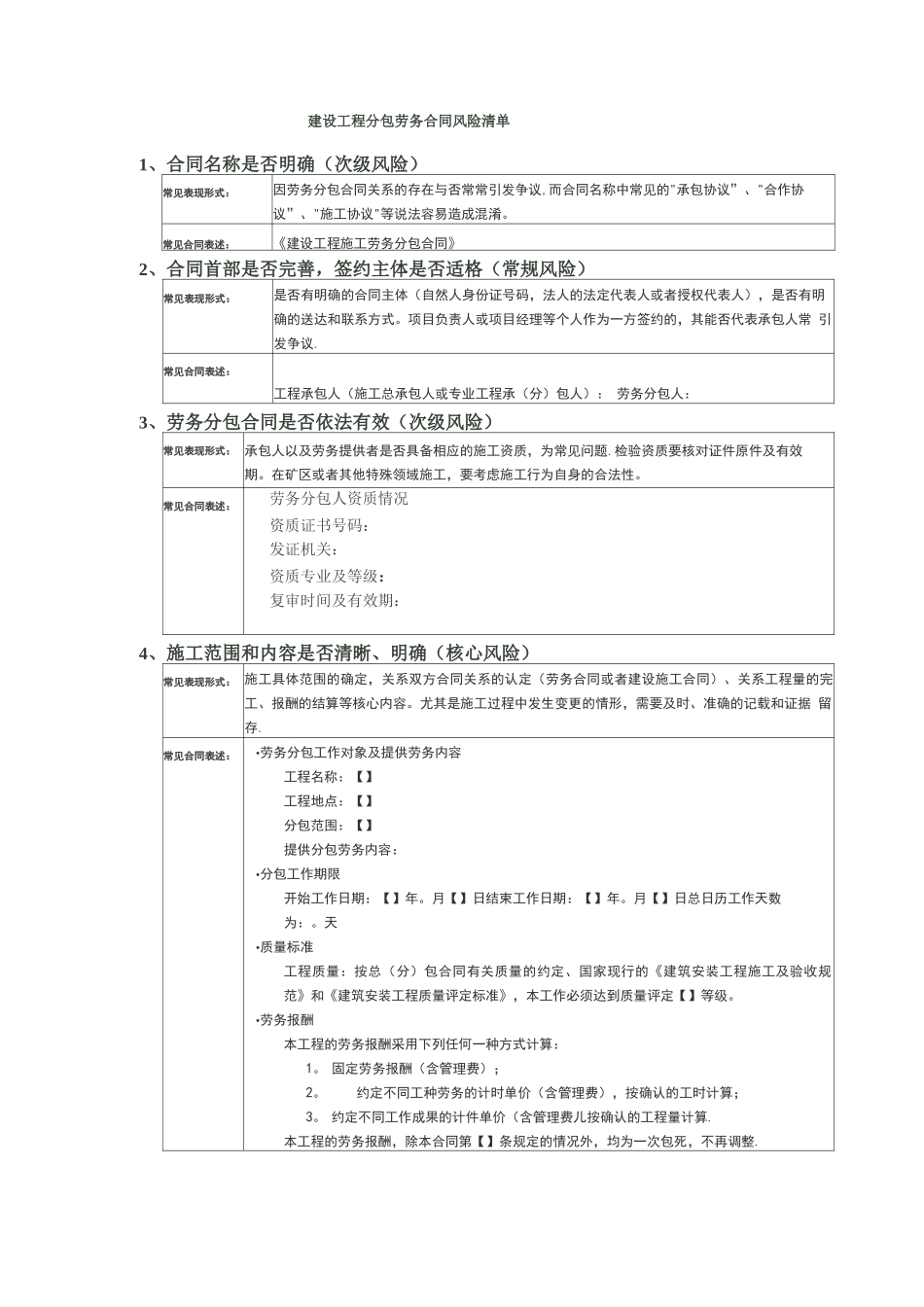 劳务分包合同风险_第1页