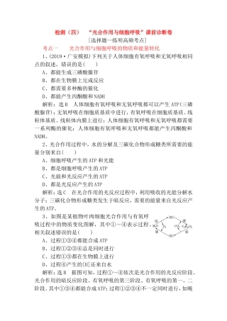 “光合作用与细胞呼吸”课前诊断卷