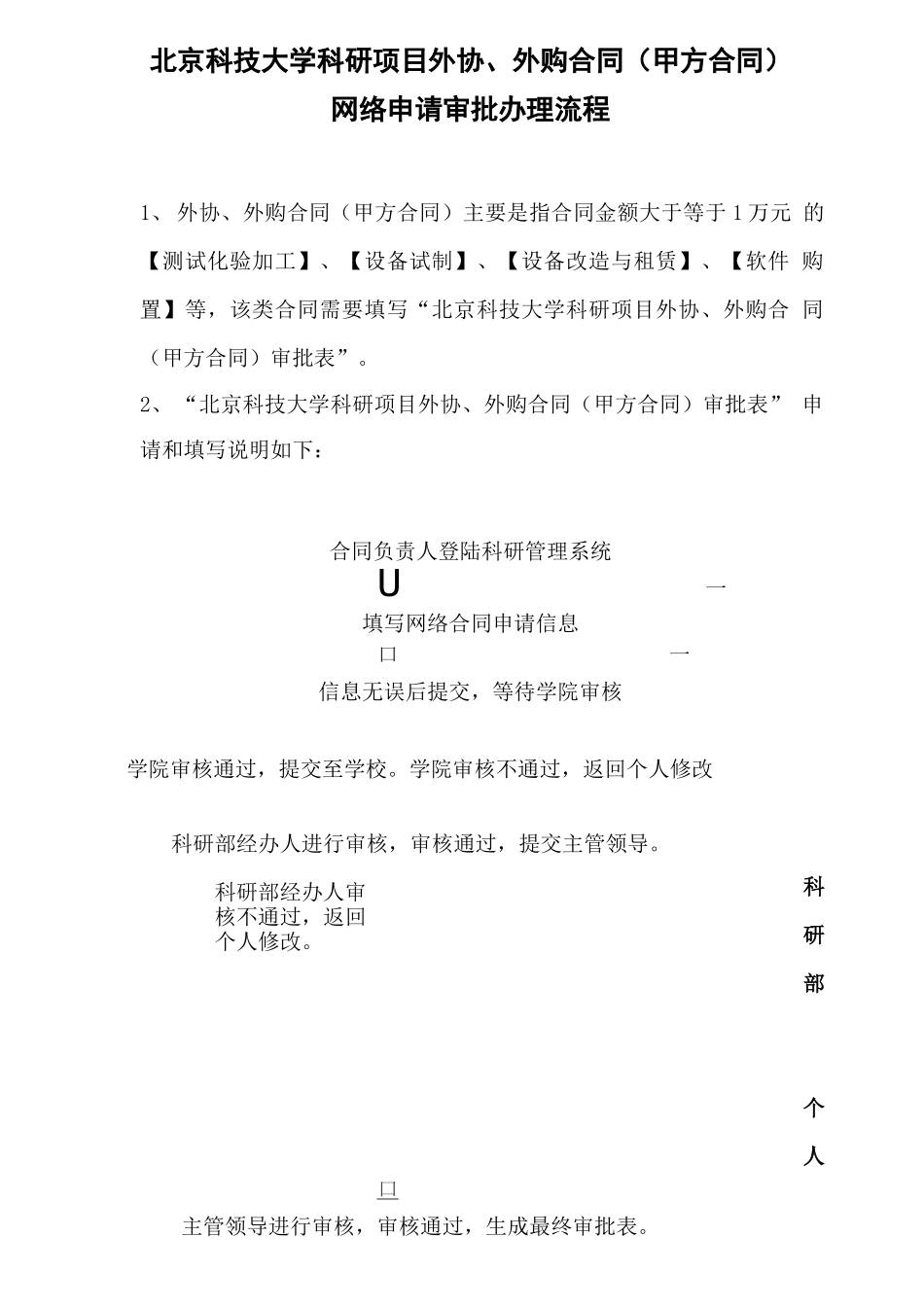 北京科技大学科研项目外协、外购合同网络申请_第1页