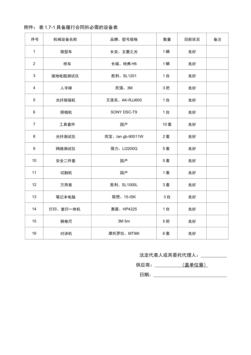 履行合同所必需的设备和技术能力证明材料_第2页