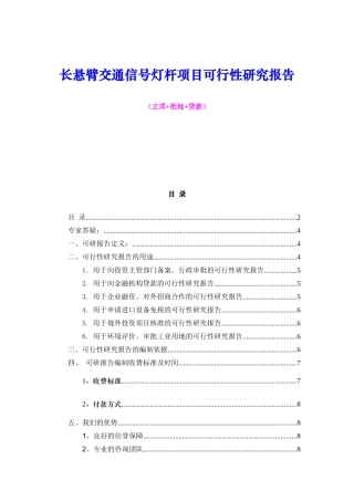 长悬臂交通信号灯杆项目可行性研究报告（立项+批地+贷款）