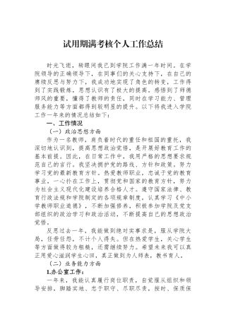 试用期满考核个人工作总结