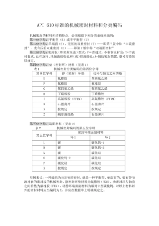 API610标准的机械密封材料和分类编码知识点梳理汇总