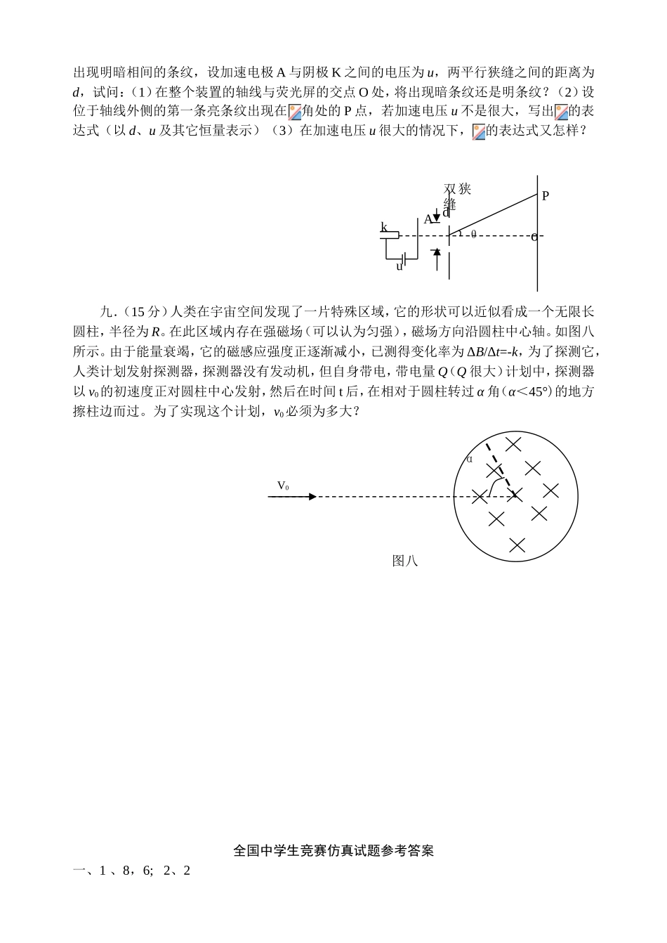 全国中学生物理竞赛仿真试卷及参考答案_第3页
