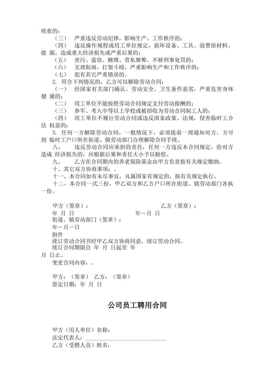 单位个人用工合同_第2页