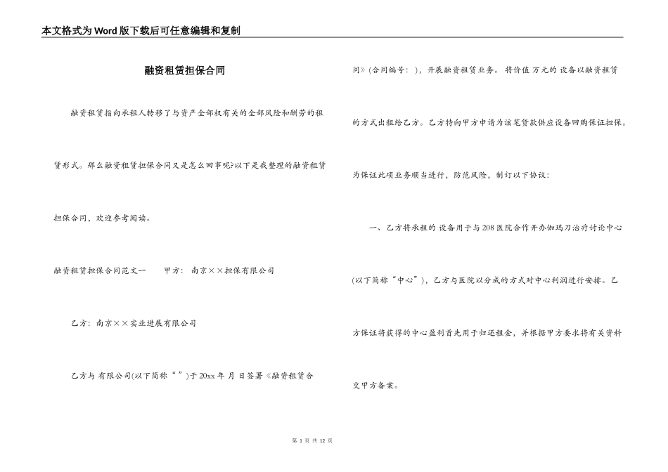 融资租赁担保合同_第1页
